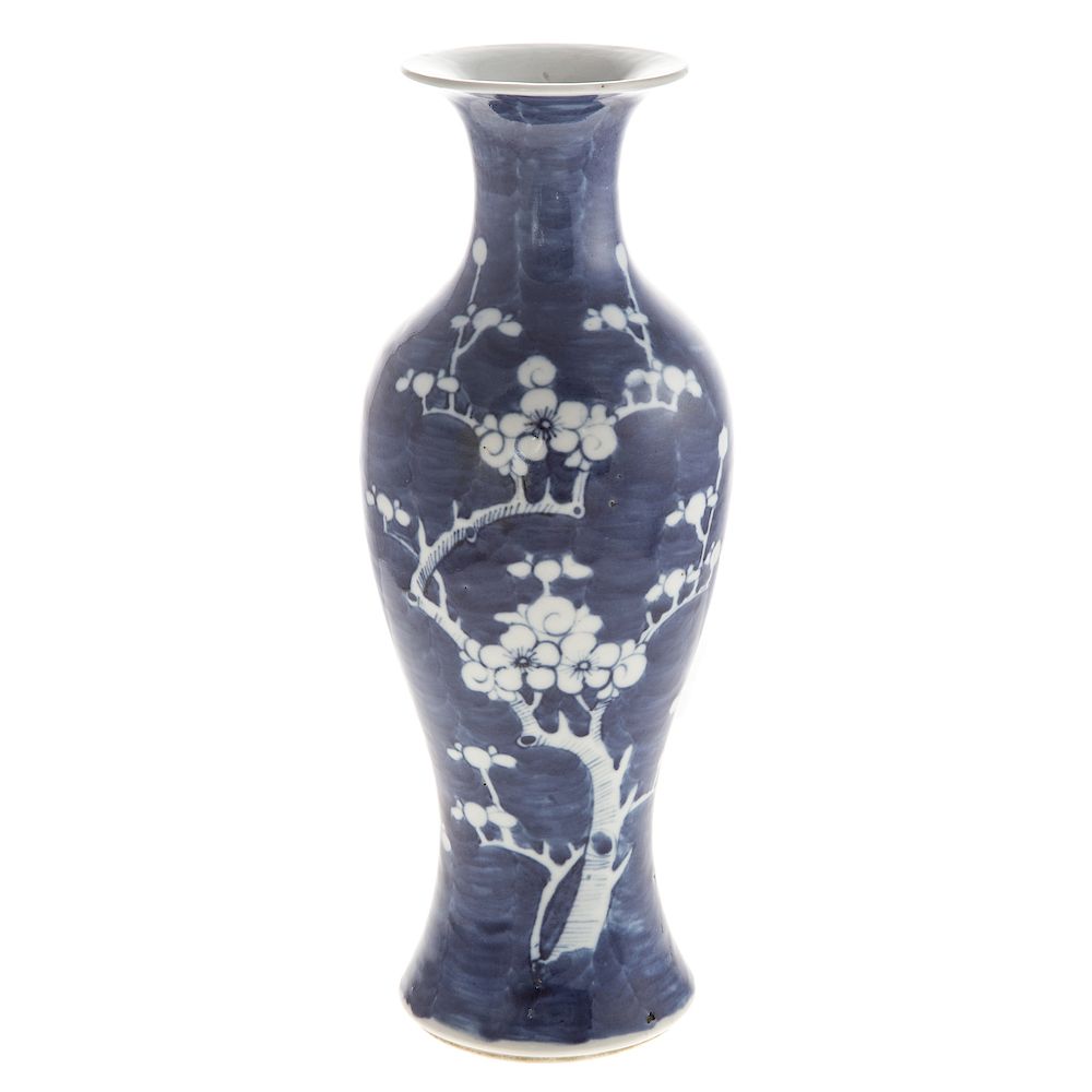 Appraisal: Chinese Export Blue White Hawthorne Vase mid th century baluster