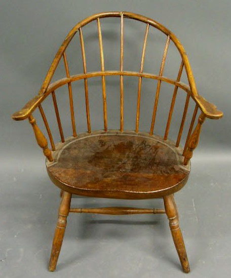 Appraisal: Sack-back Windsor armchair as found h x w x d