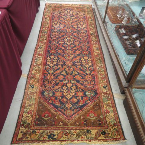 Appraisal: Malayer Persian Handmade Runner fancy overall floral geometric designs indigio