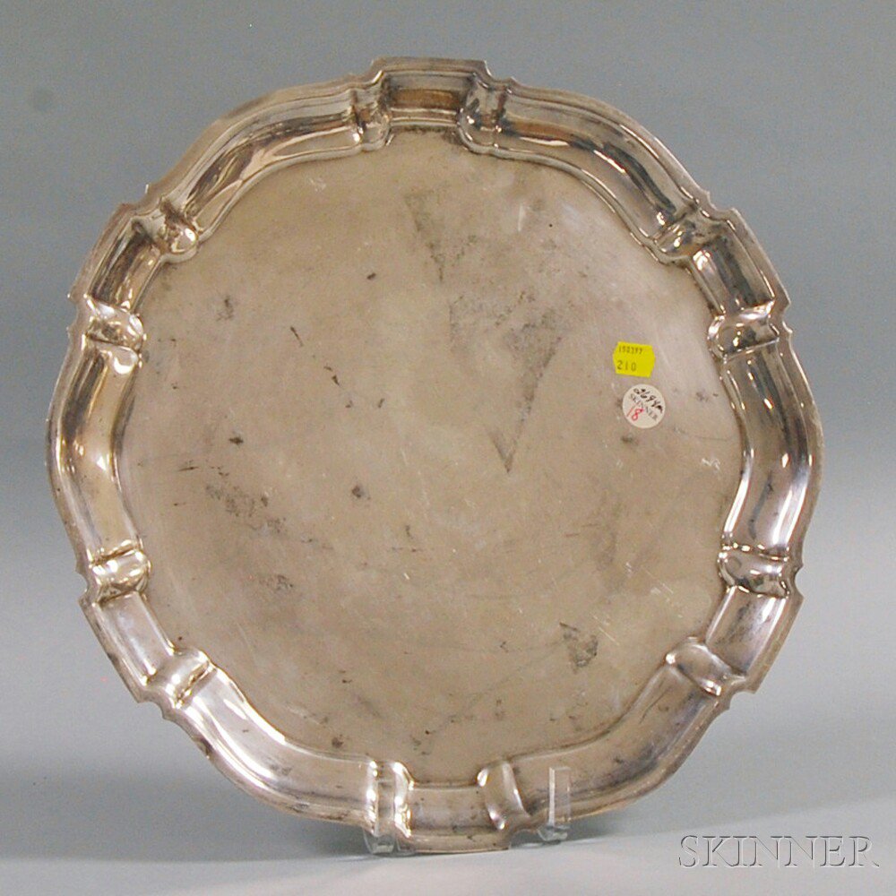 Appraisal: Poole Chippendale Sterling Silver Serving Tray the round tray with