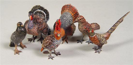 Appraisal: Six Cold Painted Bronze Figures Includes six game birds Tallest