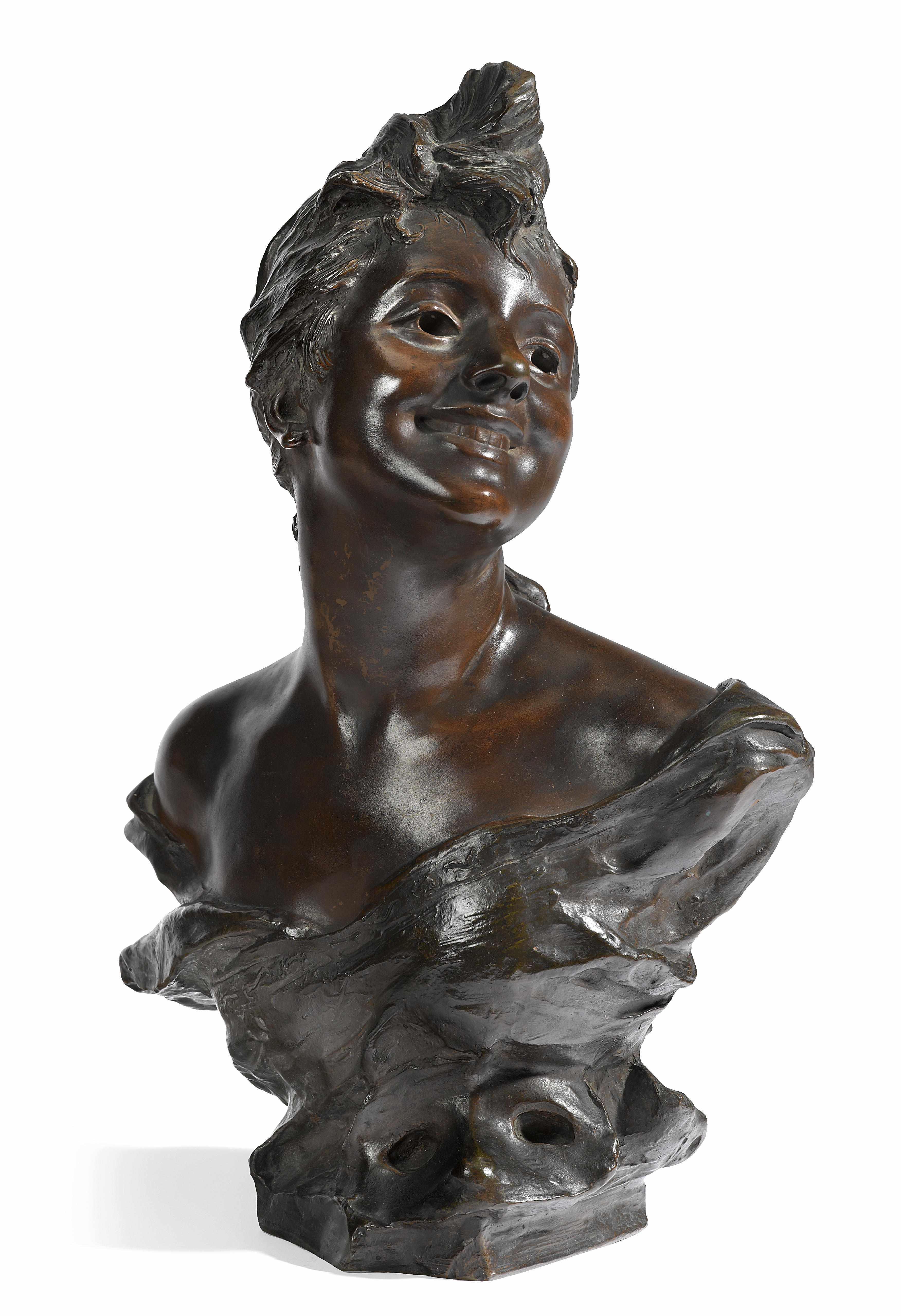 Appraisal: A French patinated bronze bust a maiden after a model