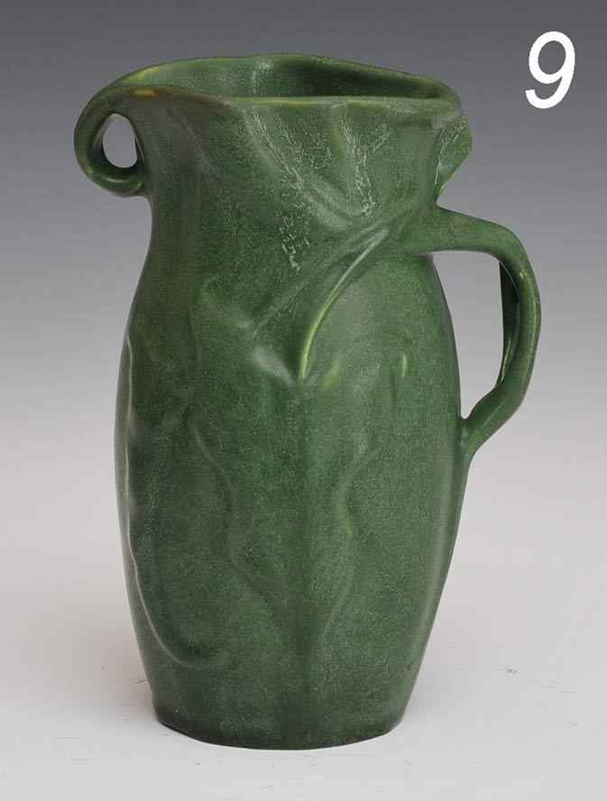 Appraisal: Hampshire Art Pottery Vase with Art Nouveau naturalistic leaves and