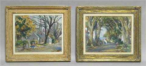 Appraisal: ELIZABETH R WITHINGTON AMERICAN - PAIR OF NEIGHBORHOOD SCENES Gouache