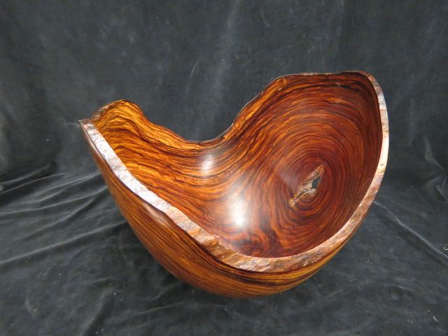 Appraisal: Finely Turned Exotic Wood Bowl X across tall