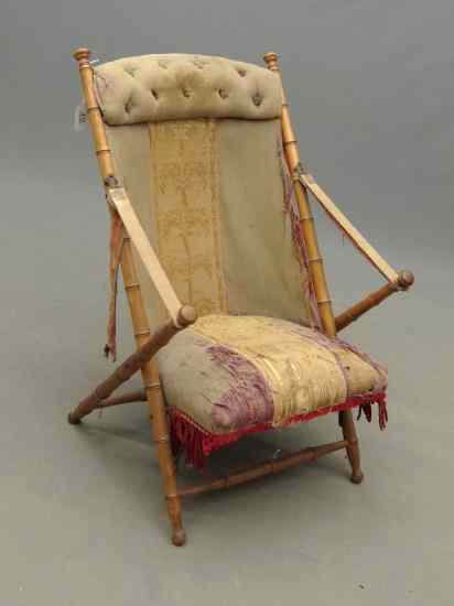 Appraisal: Victorian folding faux bamboo chair marked '' th S C