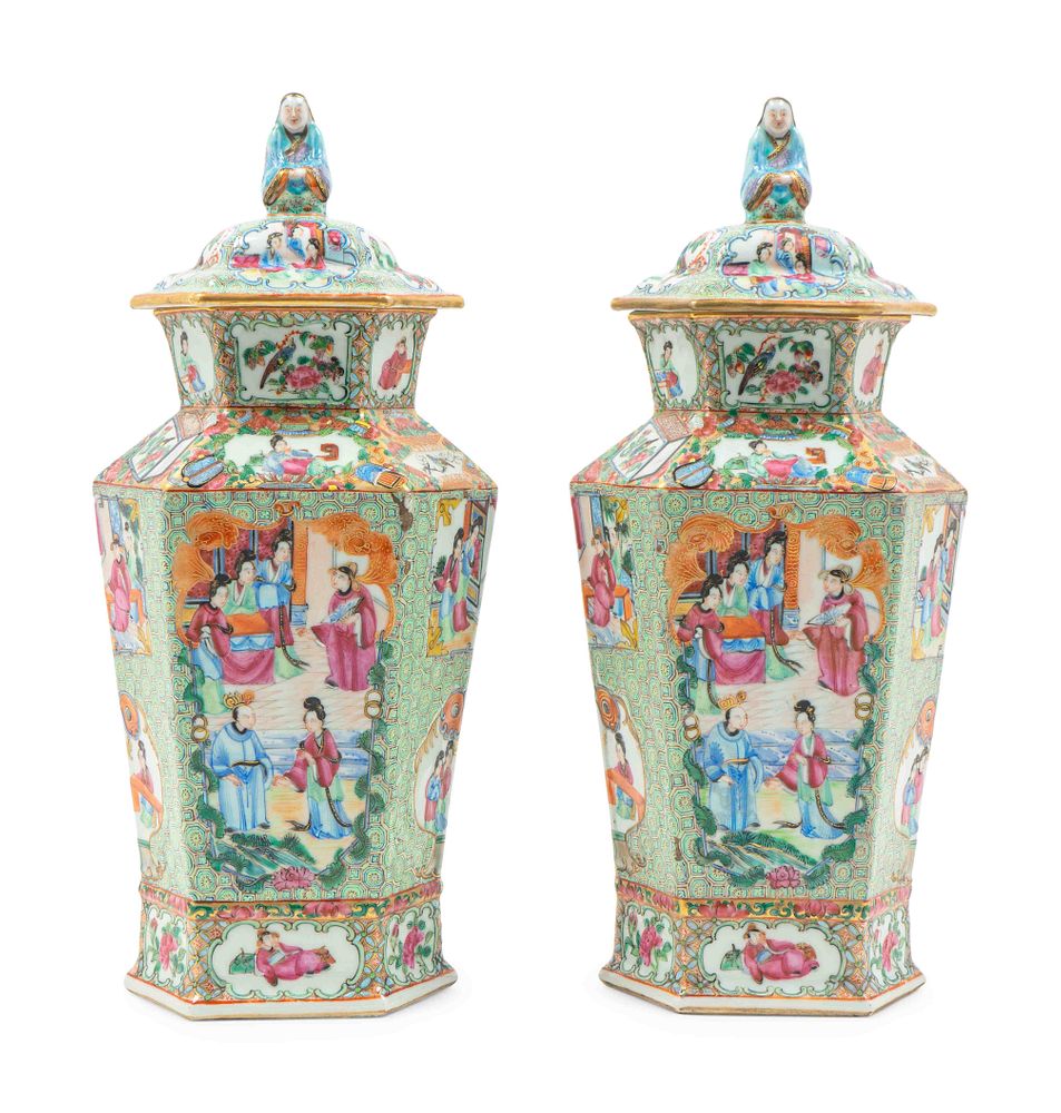 Appraisal: A Pair of Chinese Export Rose Medallion Porcelain Vases and