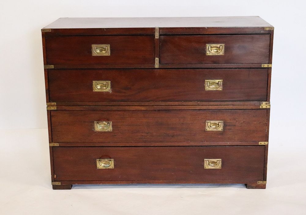 Appraisal: Antique Piece Brass Mounted Campaign Chest From a Mamaroneck NY