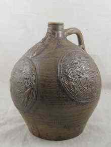 Appraisal: A '' Bartmann '' saltglazed stoneware flagon cm diameter x