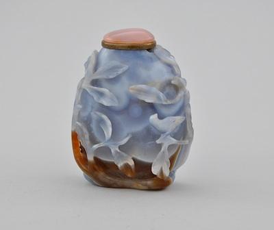 Appraisal: A Blue Lace Agate Snuff Bottle Carved agate with lavender