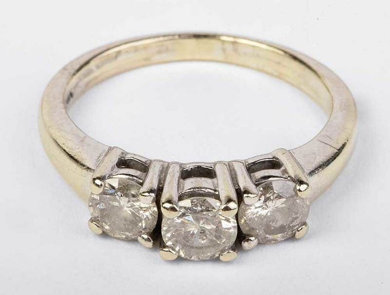 Appraisal: kt Diamond Ring three stone ring three round brilliant diamonds