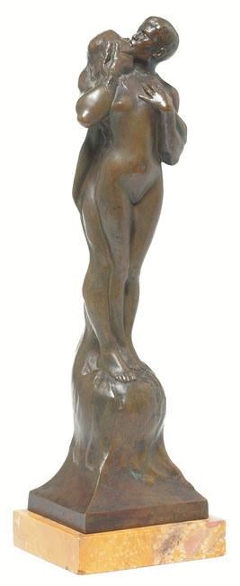 Appraisal: Striking P Moreau-Vauthier sculpture man and woman kissing bronze with