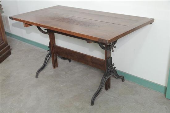 Appraisal: DRAFTING TABLE Oak with adjustable top and height driven by