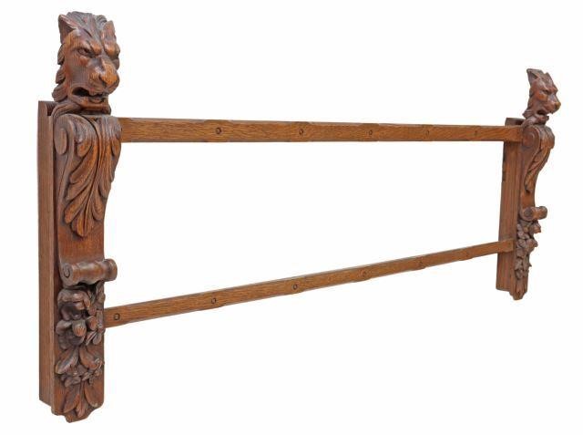 Appraisal: Renaissance Revival carved oak hanging plate rack early th c