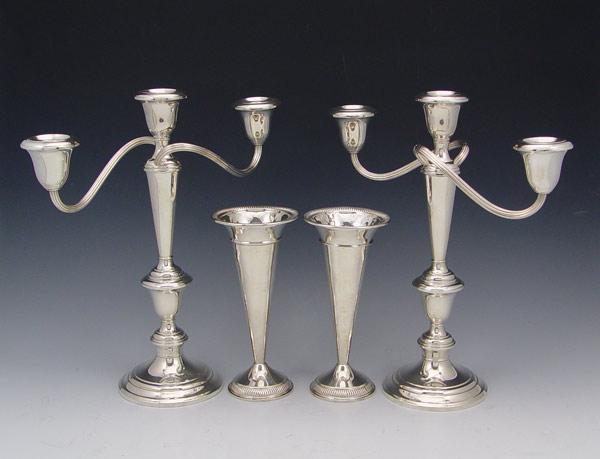 Appraisal: PAIR GORHAM LIGHT CANDELABRA FLOWER VASES To include Pair Gorham