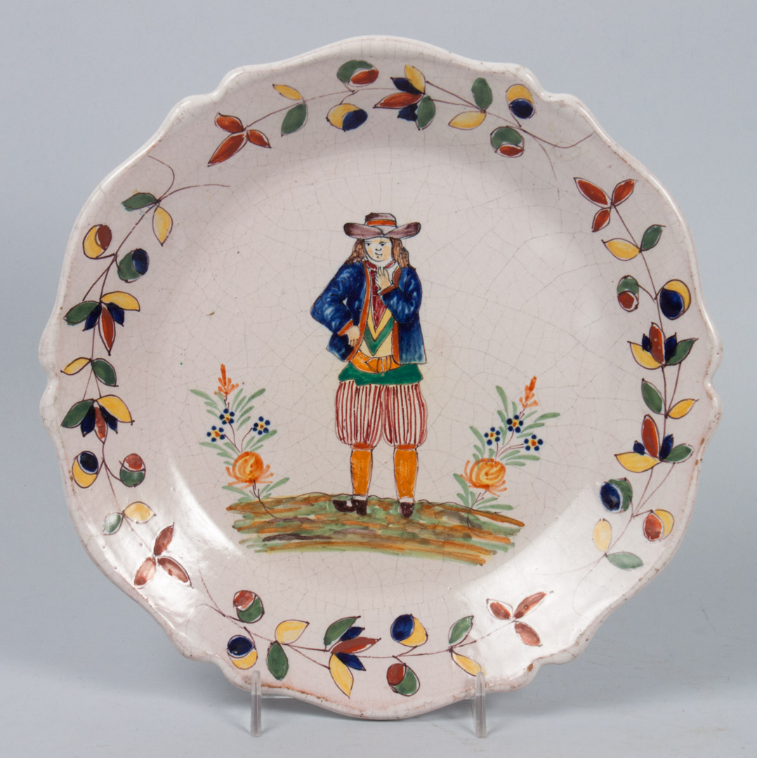 Appraisal: Malicorne faience plate late th early th century with figural