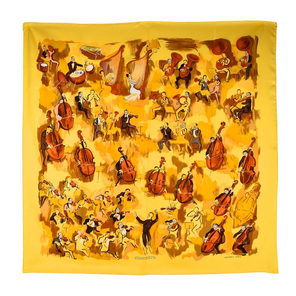 Appraisal: Vintage Herm s Concerto Silk Scarf Vintage Herm s Concerto