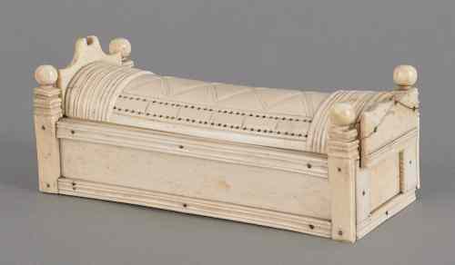 Appraisal: New England sailor made bone casket th c with a