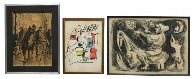 Appraisal: lot of Framed Italian school paintings and drawings including charcoal