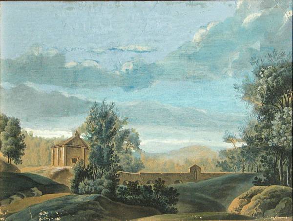 Appraisal: French School th th Century A bridge in a landscape