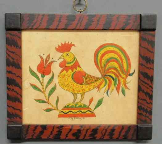 Appraisal: Ellinger David Y American - rooster painted on paper signed