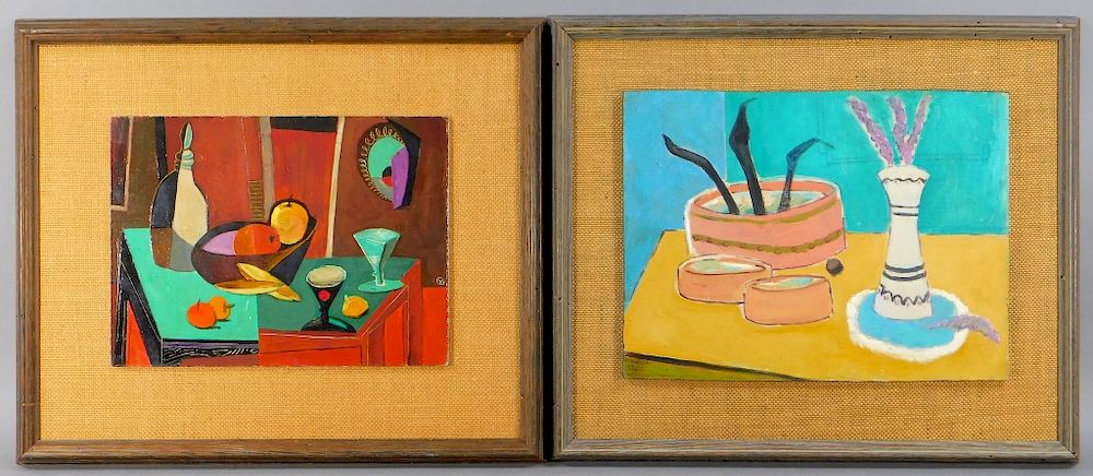 Appraisal: PR European Modernist O B Still Life Paintings Europe Circa