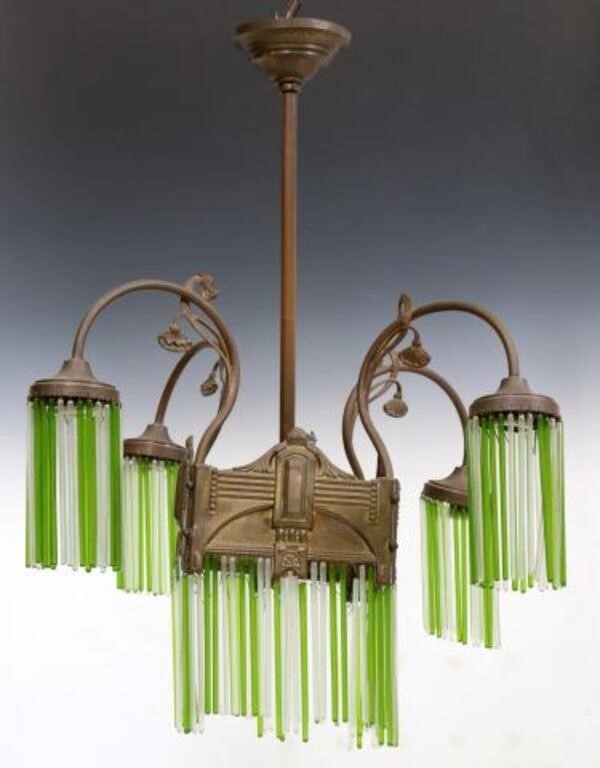 Appraisal: Art Nouveau five-light chandelier early th c having central lantern