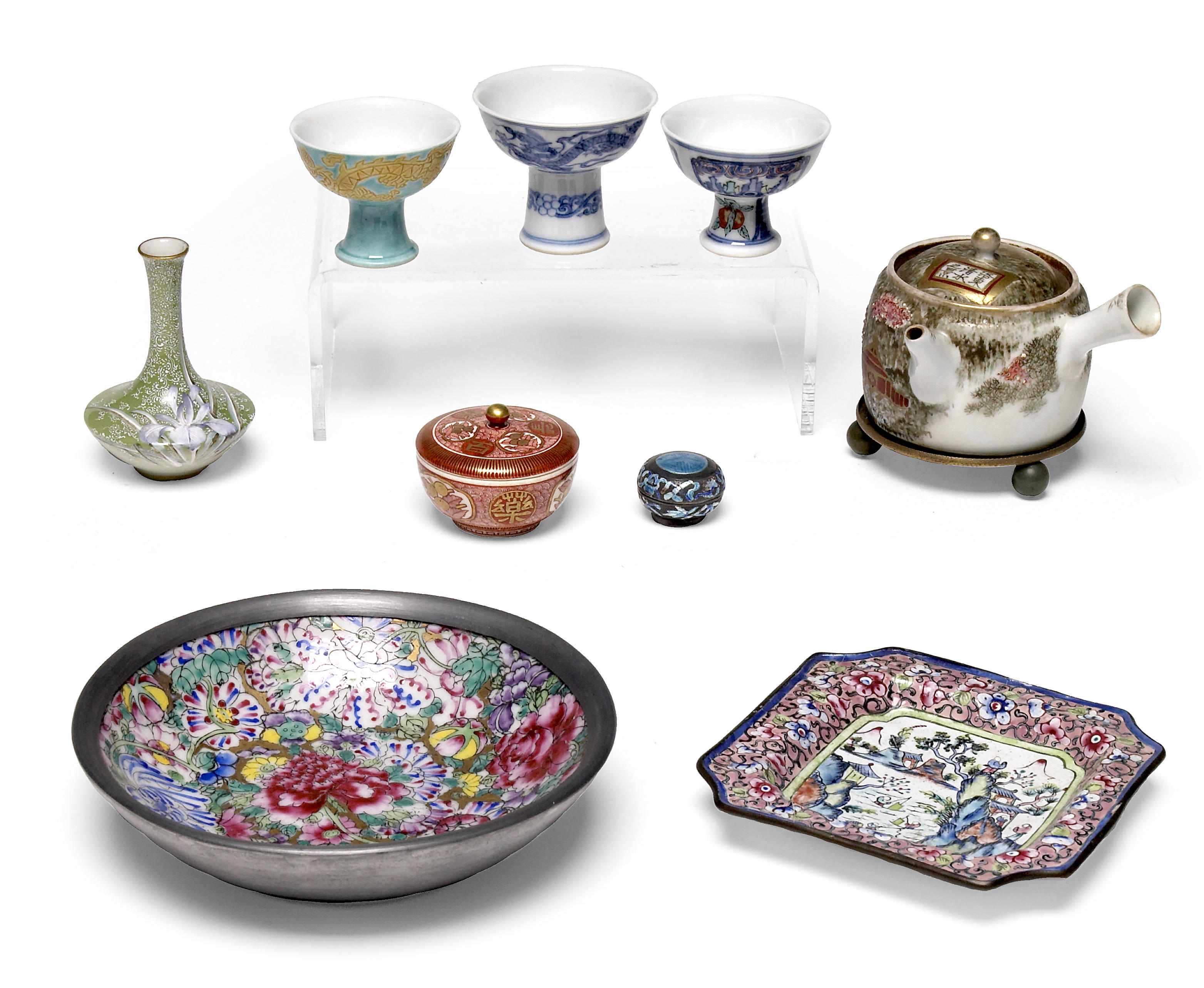 Appraisal: A group of nine Asian decorative small table articles late