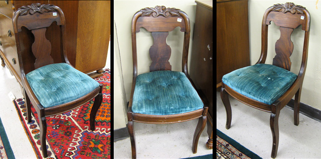 Appraisal: A SET OF THREE EMPIRE MAHOGANY SIDE CHAIRS American late