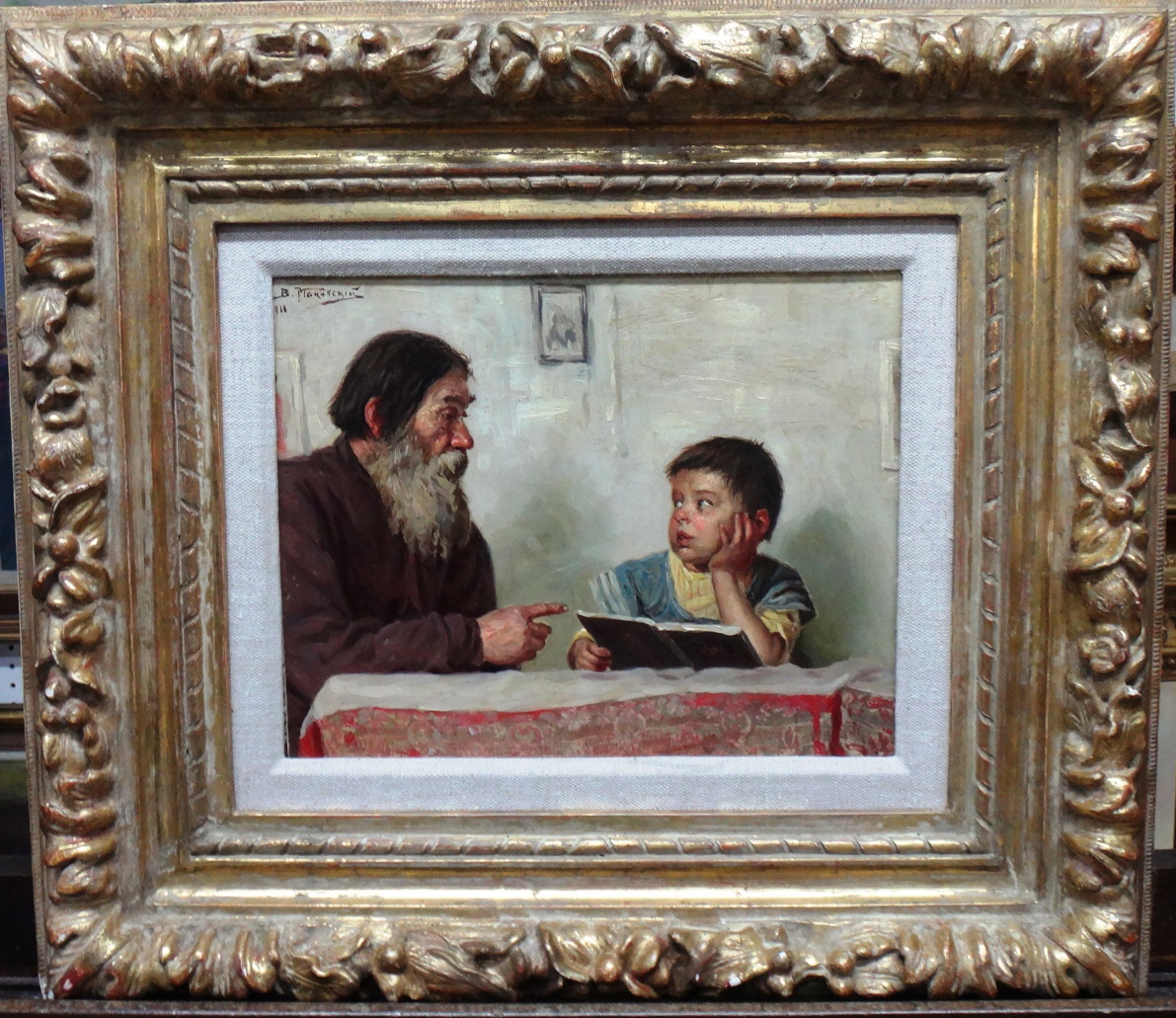 Appraisal: Russian School th century The lesson oil on board indistinctly