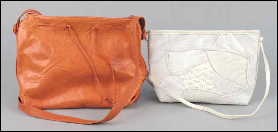 Appraisal: TWO CARLOS FALCHI LEATHER SHOULDER BAGS Orange '' x ''