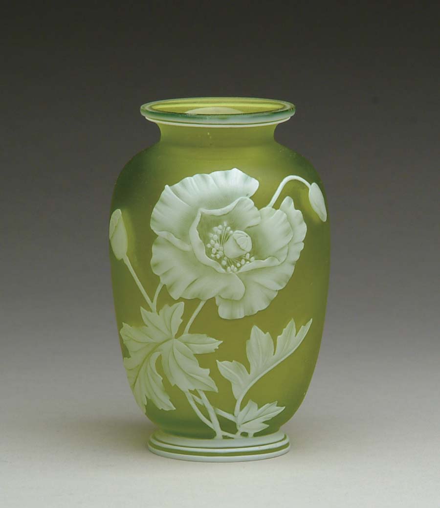 Appraisal: WEBB CAMEO VASE Beautiful Webb vase has wonderfully carved white