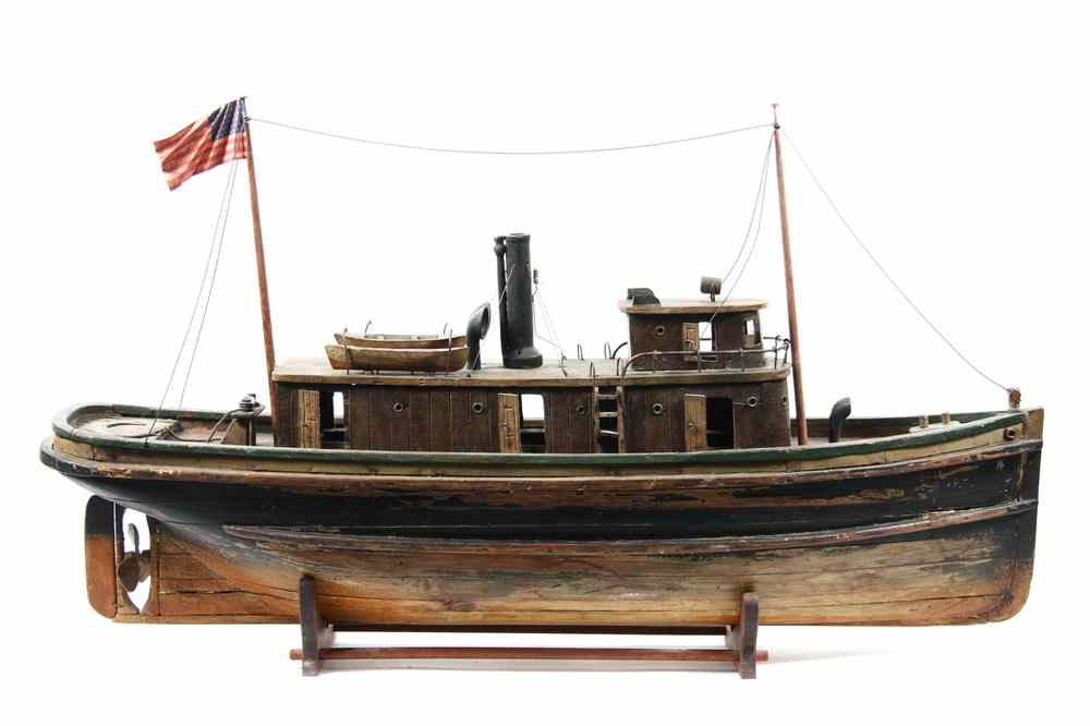 Appraisal: BOAT MODEL - Folk Art Model of a Sea-Going Tugboat