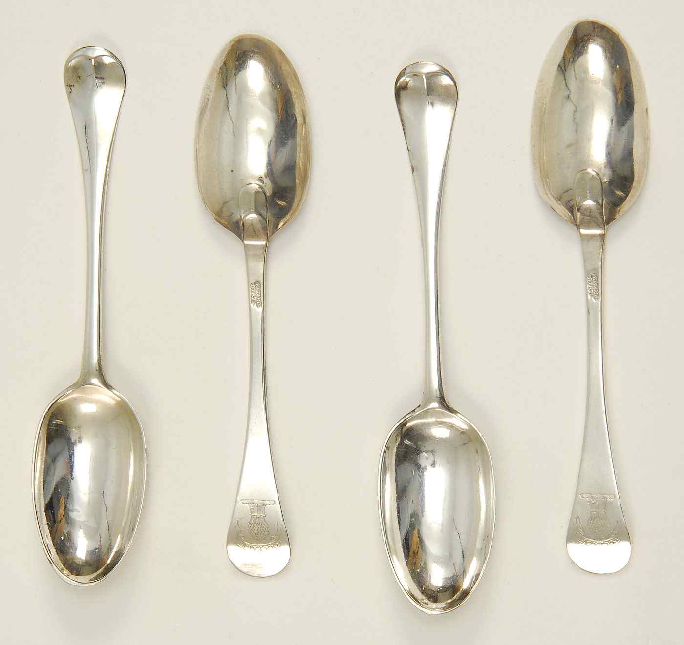 Appraisal: SET OF FOUR COIN SILVER TABLESPOONS BY BENJAMIN BURT th