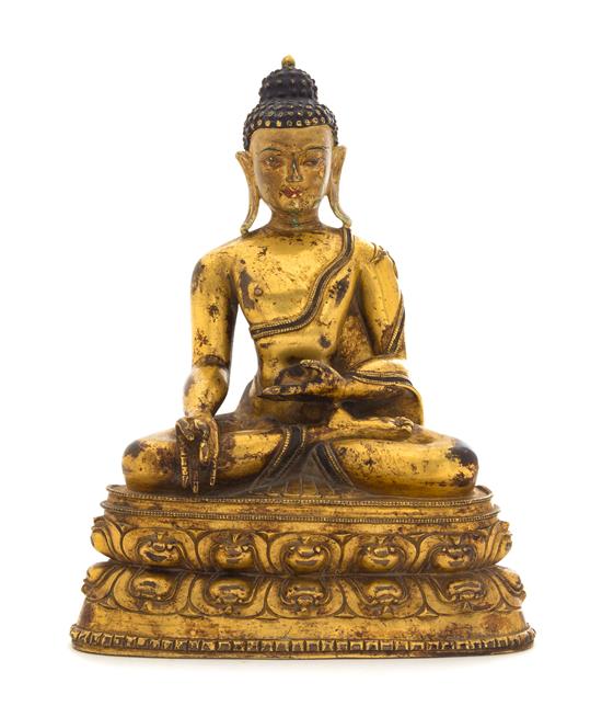 Appraisal: Sale Lot A Sino-Tibetan Gilt Bronze Figure of Medicine Buddha