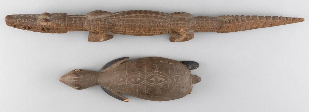 Appraisal: TWO SOUTH SEAS WOODEN CARVINGS EARLY TH CENTURY LENGTHS AND