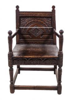 Appraisal: A Jacobean Oak Armchair Height inches A Jacobean Oak Armchair