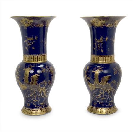 Appraisal: Pair of Chinese Export Style Cobalt and Parcel Gilt Porcelain