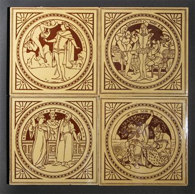 Appraisal: Four Minton Shakespeare tiles designed by John Moyr Smith printed