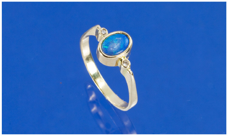 Appraisal: ct Gold Opal And Diamond Ring Set With A Central