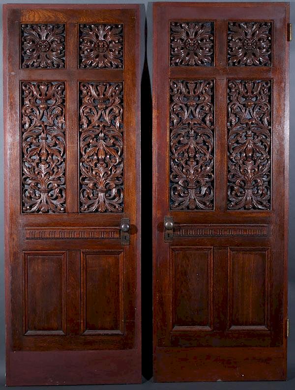 Appraisal: A PAIR OF VICTORIAN OAK PARLOR DOORS LATE TH C