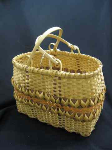 Appraisal: Cherokee Indian Basket by Mollie Lossiah white yellow walnut and