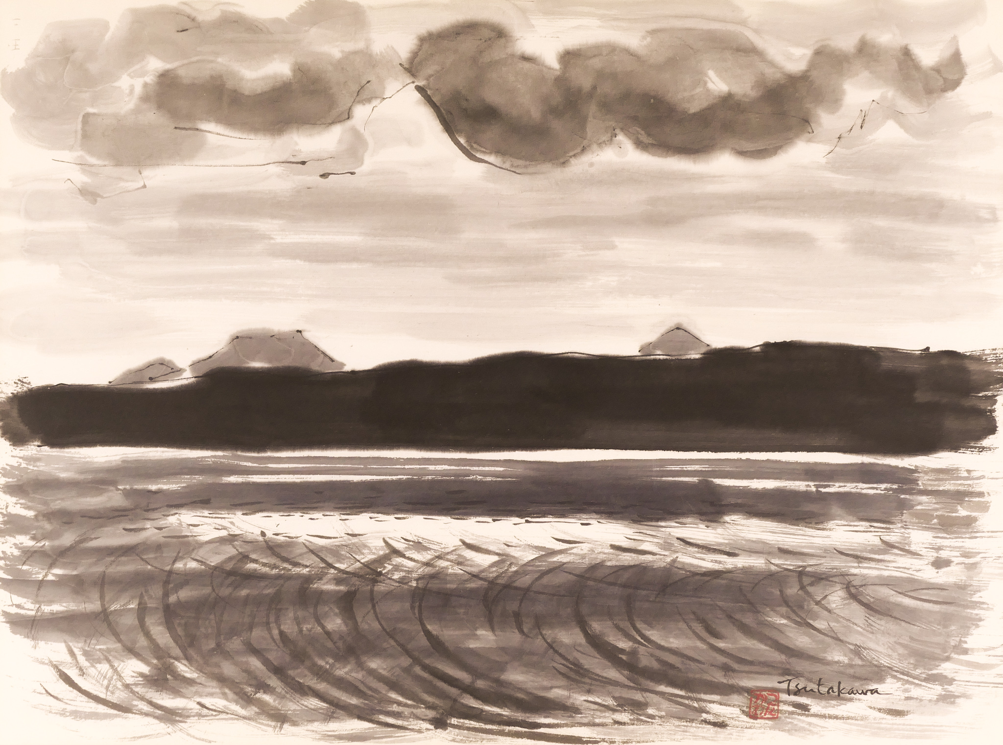 Appraisal: George Tsutakawa - Washington ''Late Afternoon Tide'' Sumi on Paper