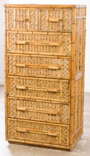 Appraisal: Bamboo Tall Chest of Drawers Bamboo tall chest of woven