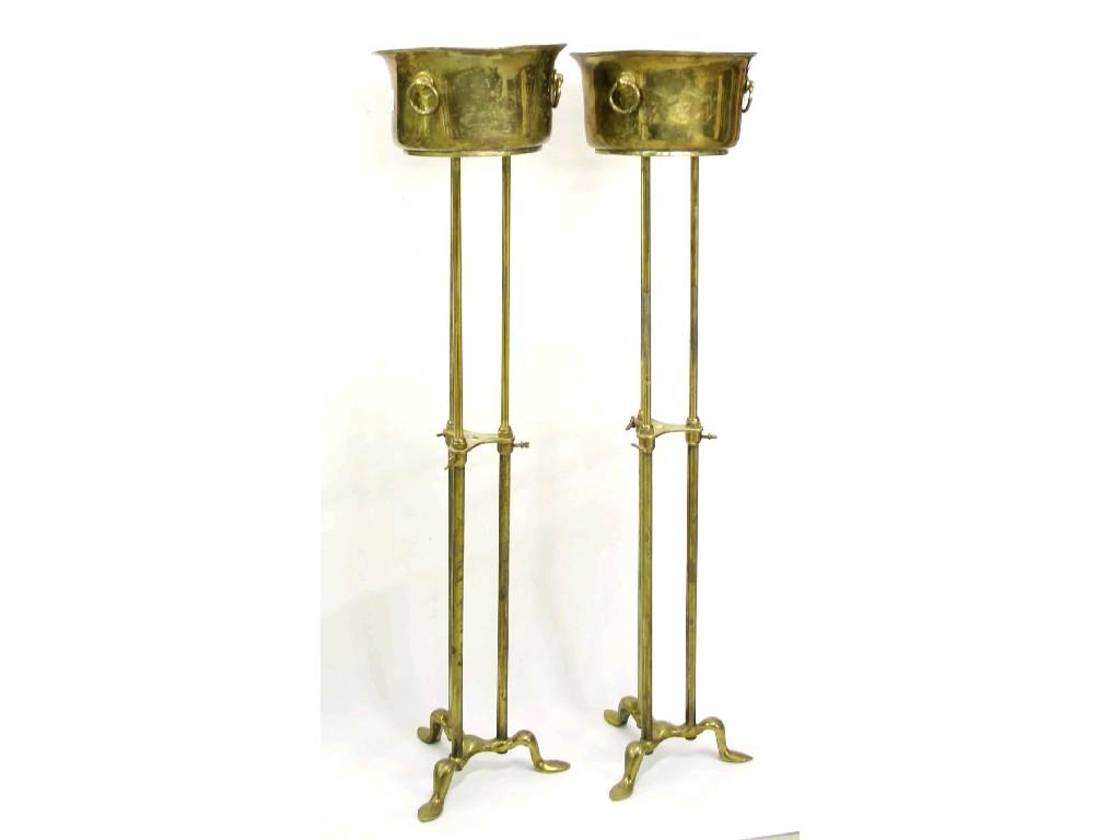 Appraisal: Pair of th century brass adjustable telescopic circular ice buckets