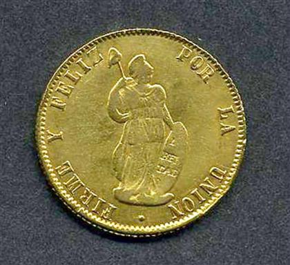 Appraisal: piece Gold Coin Peru escudo Lima mint Smooth wear overall