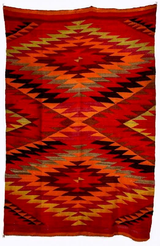 Appraisal: AN EARLY TH CENTURY NAVAJO TRANSITIONAL WEAVING With banded ends