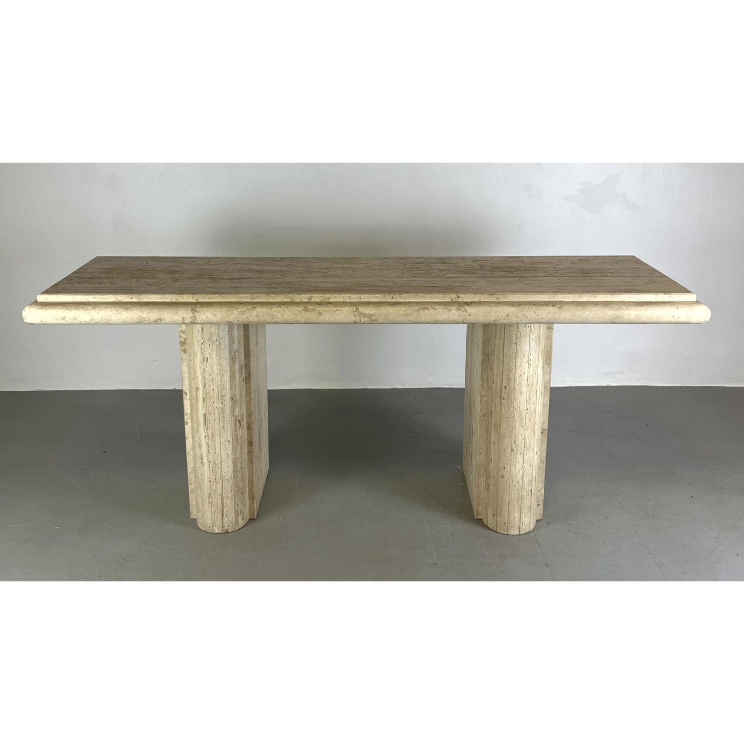 Appraisal: Designer Travertine Marble Console Table Modernist Hall Table Italian Dimensions