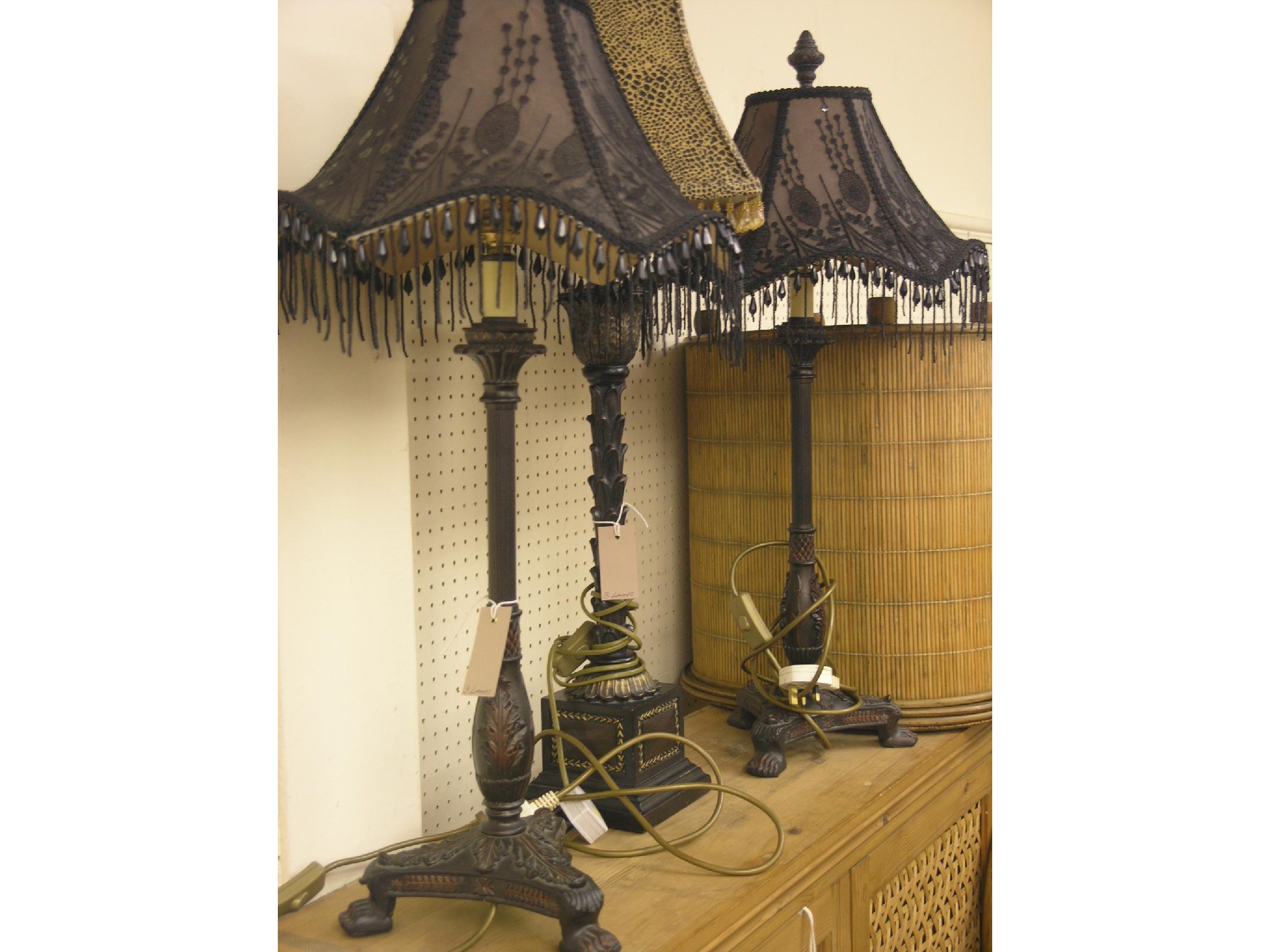 Appraisal: A pair of period-style bronze-effect table lamps and one other