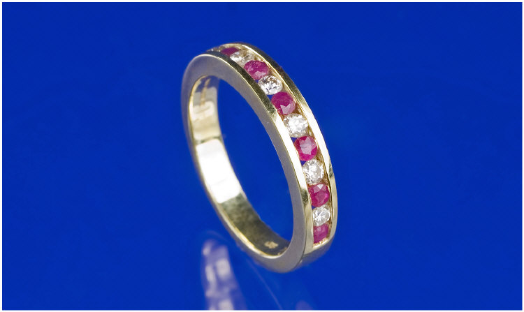 Appraisal: ct Gold Diamond And Ruby Half Eternity Ring Set With